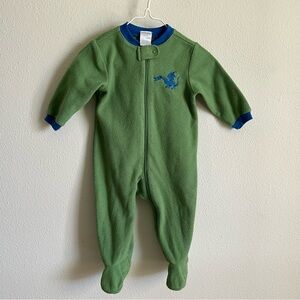 Vintage 2003 Gymboree Green Footed One Piece with Blue Trim Dragon 3-6